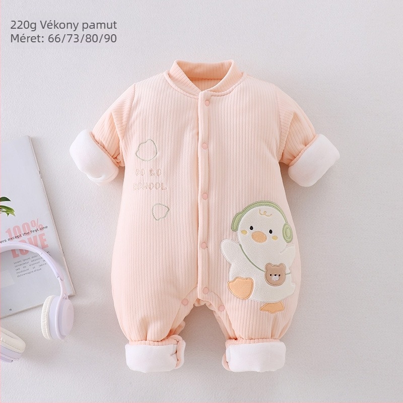 Uniszex bébi téli overál fleece béléssel, 220 g, vastag, 0–12 hónap