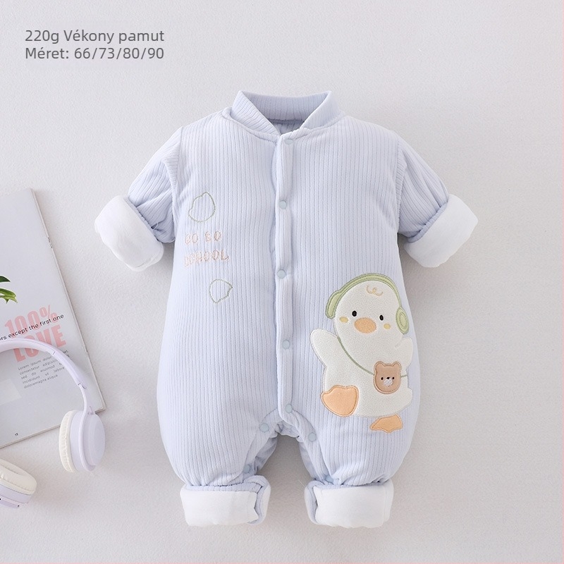 Uniszex bébi téli overál fleece béléssel, 220 g, vastag, 0–12 hónap
