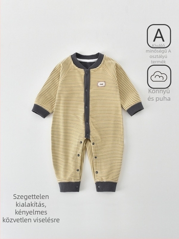 Babák számára alapréteg overál hosszú ujjú, varratszegény kialakítás, 95% poliészter + 5% elasztán, uniszex (0–12 hónap), elülső gombos zárás, vékony anyag, tavasz–ősz–tél