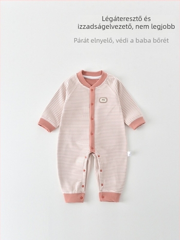 Babák számára alapréteg overál hosszú ujjú, varratszegény kialakítás, 95% poliészter + 5% elasztán, uniszex (0–12 hónap), elülső gombos zárás, vékony anyag, tavasz–ősz–tél