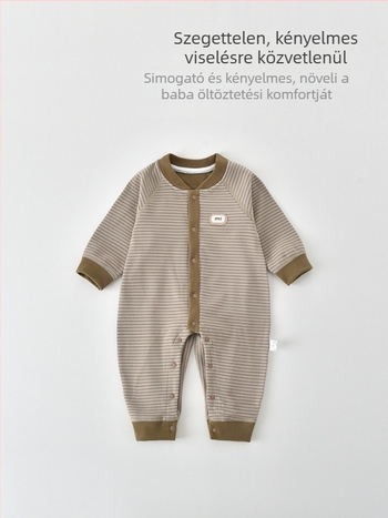 Babák számára alapréteg overál hosszú ujjú, varratszegény kialakítás, 95% poliészter + 5% elasztán, uniszex (0–12 hónap), elülső gombos zárás, vékony anyag, tavasz–ősz–tél