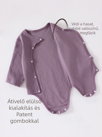 Újszülött pamut hosszú ujjú overál, 100% pamut, tavasz–ősz, pillangó mintával
