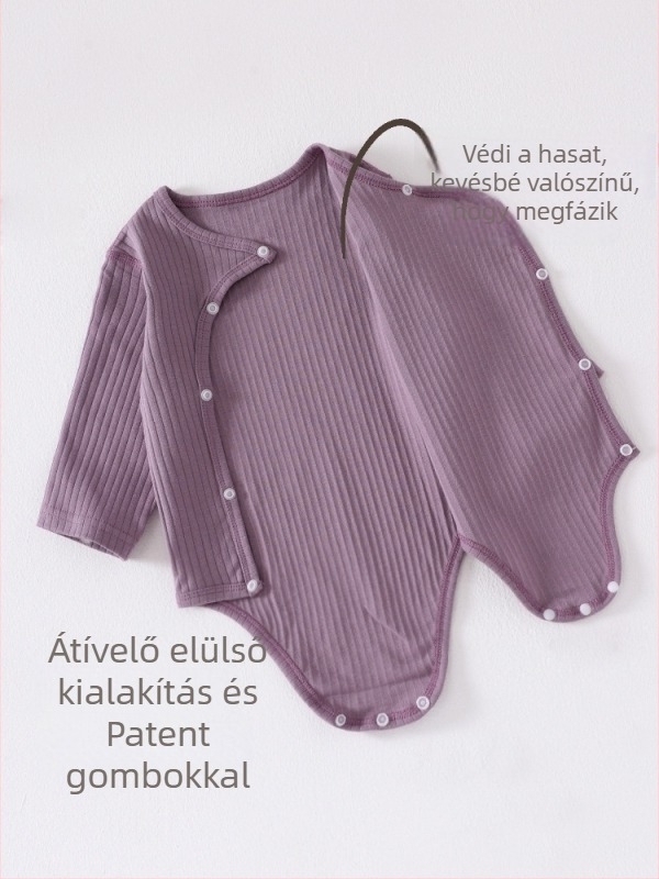 Újszülött pamut hosszú ujjú overál, 100% pamut, tavasz–ősz, pillangó mintával