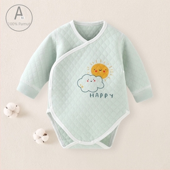 Csecsemő rugdalózó téli pamutból, hosszú ujjú, kapucni nélküli, elől gombos zárás