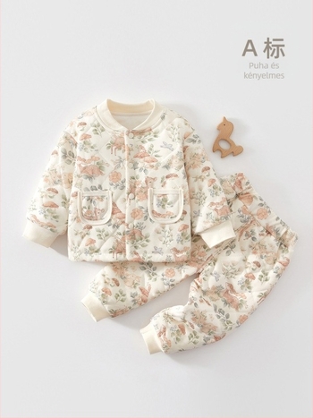 Baba quilted téli kétrészes készlet, 100% pamut, vastag, uniszex, újszülött 0–12 hónap