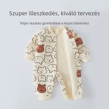 Újszülött számára készült overál, hosszú ujjú, egysoros záródás, 100% pamut, téli, tavaszi és őszi szezonokra