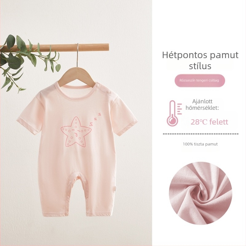 100% pamut babaoverál ¾-ujjú, könnyű nyári öltözet újszülötteknek, tavasz–ősz, otthoni viselet