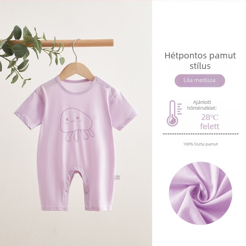 100% pamut babaoverál ¾-ujjú, könnyű nyári öltözet újszülötteknek, tavasz–ősz, otthoni viselet