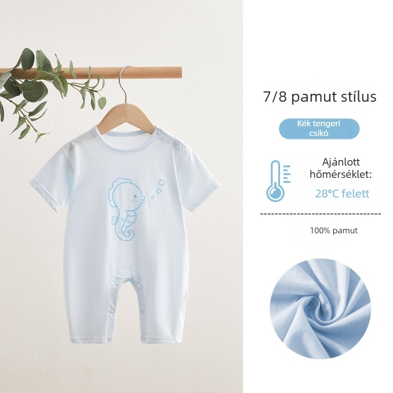 100% pamut babaoverál ¾-ujjú, könnyű nyári öltözet újszülötteknek, tavasz–ősz, otthoni viselet