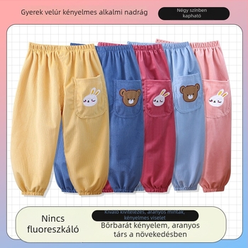 Corduroy nadrág gyerekeknek, uniszex, őszi–téli, bő, laza mindennapi nadrág