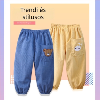 Corduroy nadrág gyerekeknek, uniszex, őszi–téli, bő, laza mindennapi nadrág