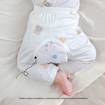 Nyitott ágyékú baba nadrág, vékony Modal, uniszex, újszülött, nyár