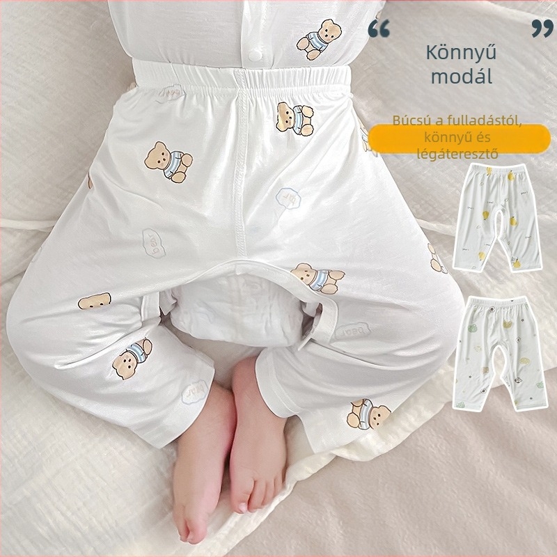 Nyitott ágyékú baba nadrág, vékony Modal, uniszex, újszülött, nyár