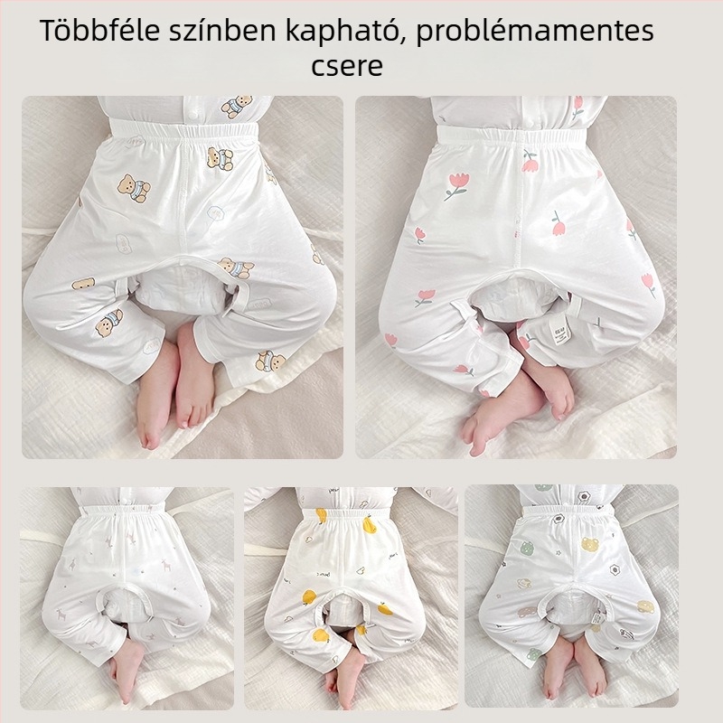 Nyitott ágyékú baba nadrág, vékony Modal, uniszex, újszülött, nyár