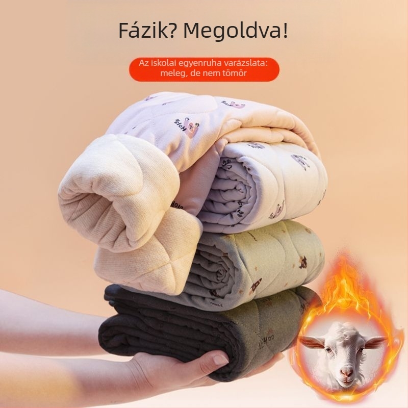 Gyerekek téli nadrág flísz bélésével, poliészter 90%, magas derék, uniszex