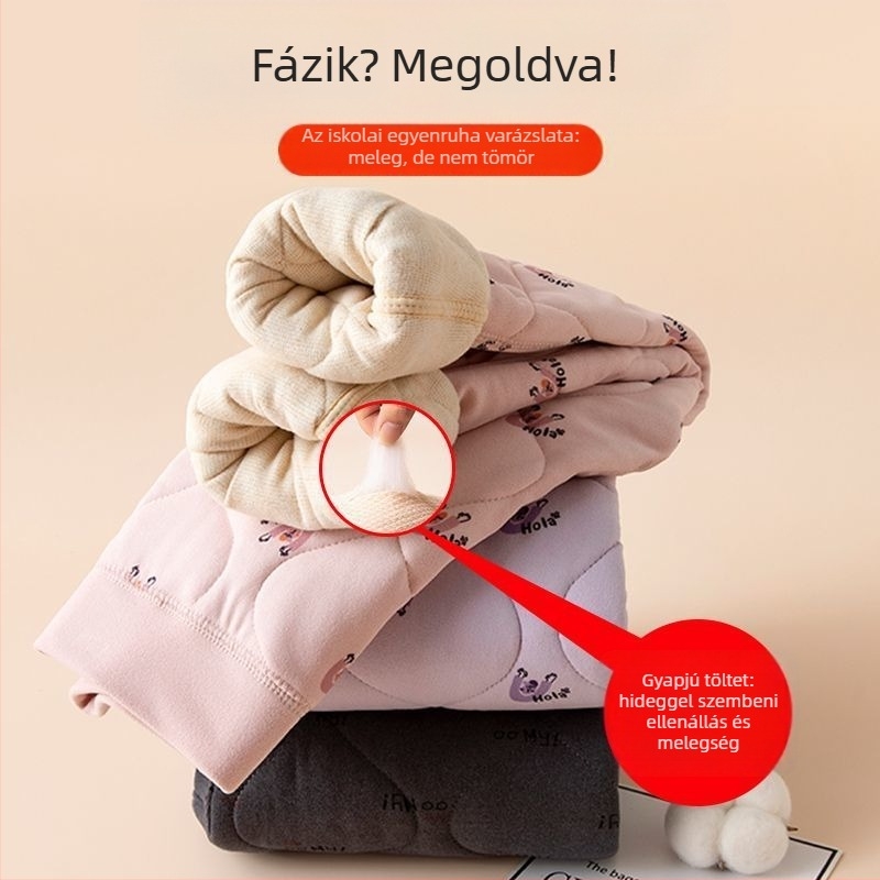 Gyerekek téli nadrág flísz bélésével, poliészter 90%, magas derék, uniszex