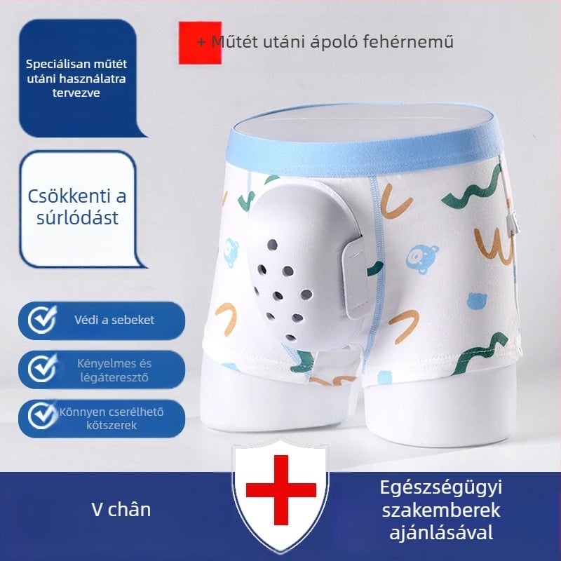 Légáteresztő pamut boxeralsó gyerekeknek posztoperatív körülmetéléshez