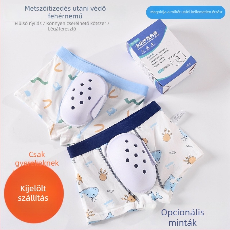 Légáteresztő pamut boxeralsó gyerekeknek posztoperatív körülmetéléshez