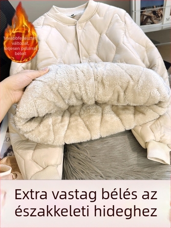 Női ultranagy vastagságú pamutkabát fleece béléssel