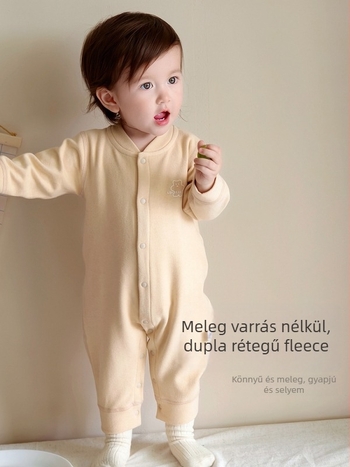 Csecsemő overál gyapjú-velúr alapanyagból, hosszú ujjú, uniszex, őszi-téli viselet