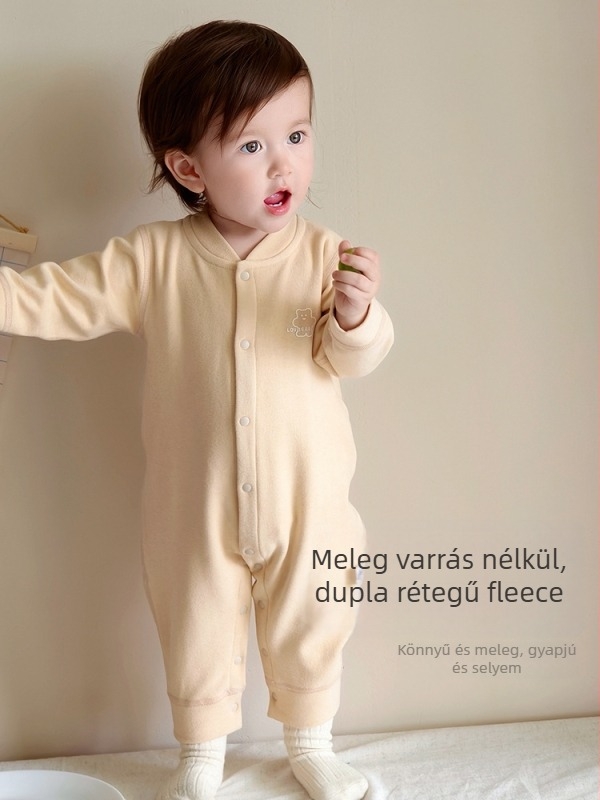 Csecsemő overál gyapjú-velúr alapanyagból, hosszú ujjú, uniszex, őszi-téli viselet