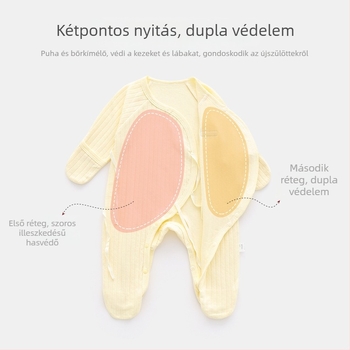 Újszülött pamut overál lábakkal, hosszú ujjú, diagonális nyitás kötővel