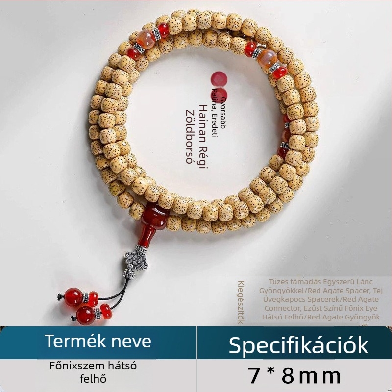 Bodhi karkötő, etnikus stílus, uniszex, henger alakú gyöngyök, polírozott felület, 48 darab