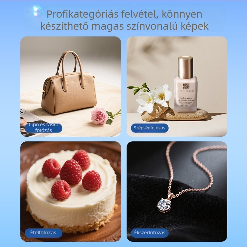 Kompakt stúdió fotó LED-fénydoboz háttérdobozzal, árnyékmentes világítással, still life és ékszerek fotózásához