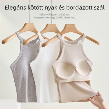 Halternyakú top beépített pamut párnákkal; anyag: viszkóz (95–100%); nyak: körkörös; anyag súlya: közepes (181–200 g/m²); stílus: halter, sokoldalú