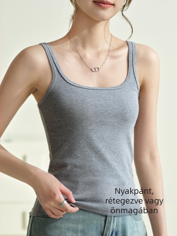 Női nyári camisole felső, légáteresztő és bőrbarát, vékony pántok, hátsó U-formájú, ideális réteg alá
