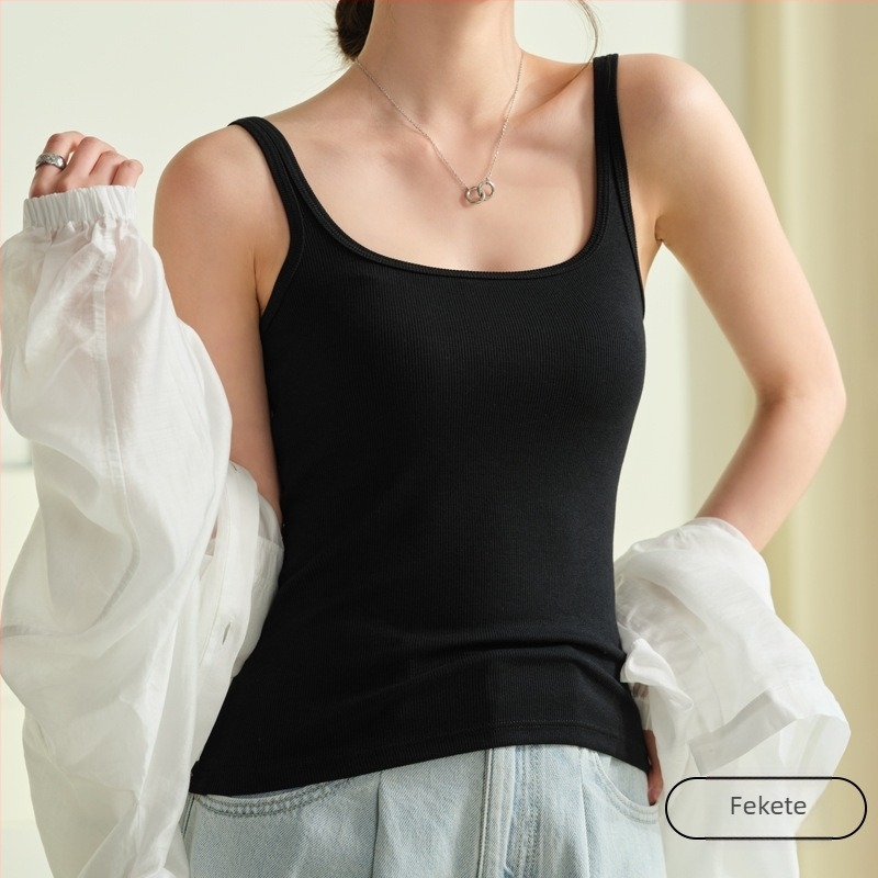 Női nyári camisole felső, légáteresztő és bőrbarát, vékony pántok, hátsó U-formájú, ideális réteg alá