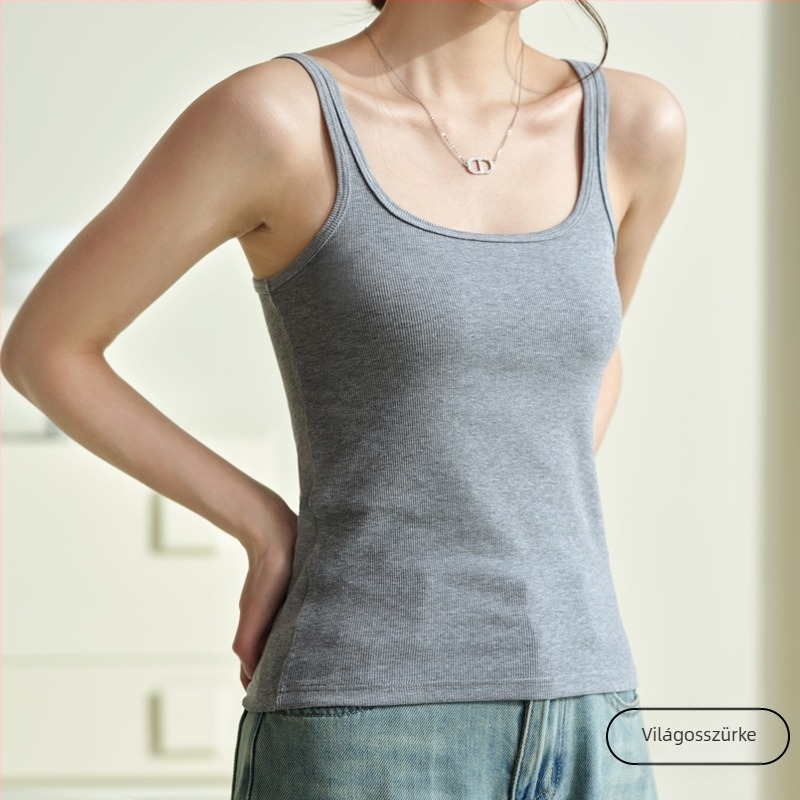 Női nyári camisole felső, légáteresztő és bőrbarát, vékony pántok, hátsó U-formájú, ideális réteg alá