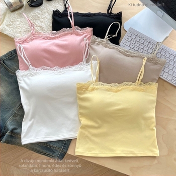 Csipkés camisole viszkóz anyagból, fő összetevő 90–95%, pántok sling-stílusú