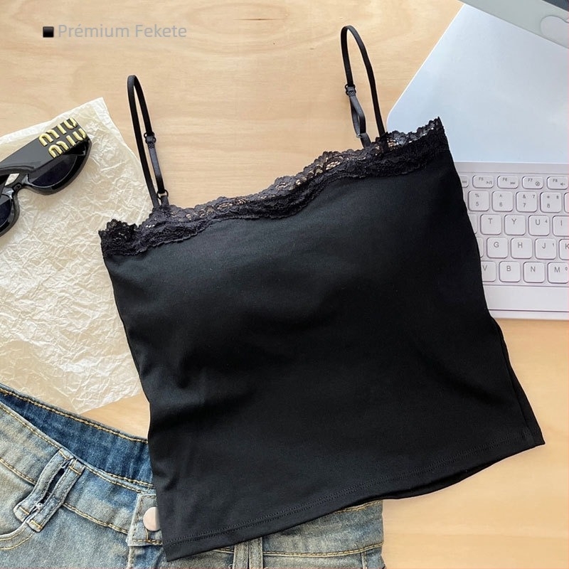 Csipkés camisole viszkóz anyagból, fő összetevő 90–95%, pántok sling-stílusú
