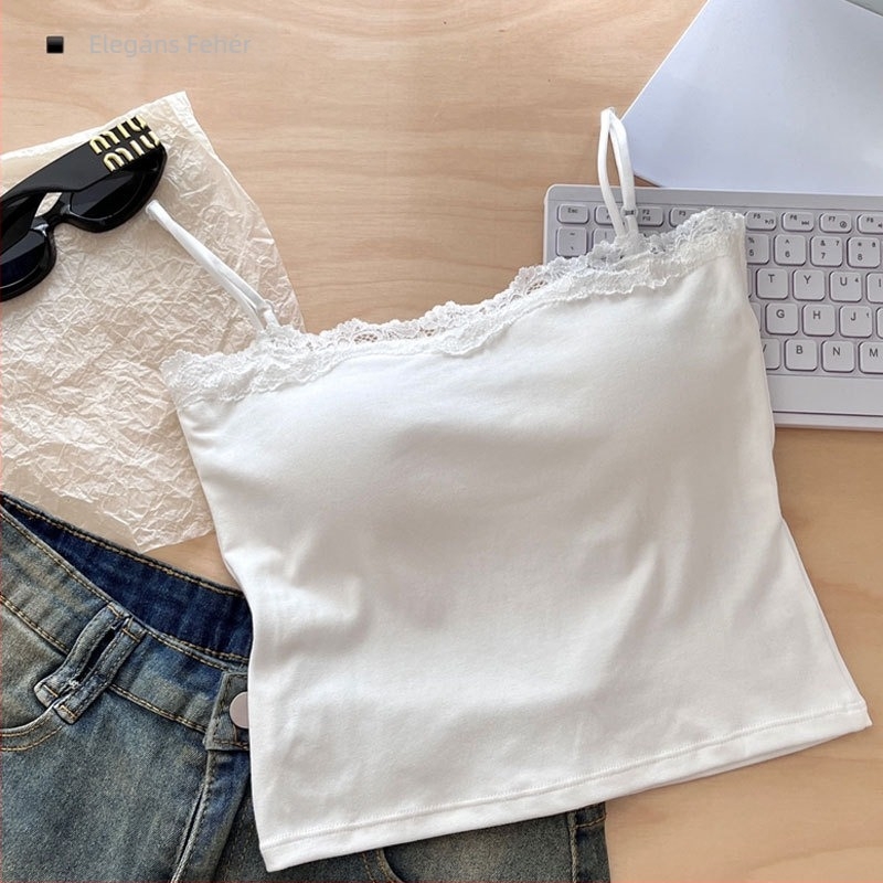 Csipkés camisole viszkóz anyagból, fő összetevő 90–95%, pántok sling-stílusú
