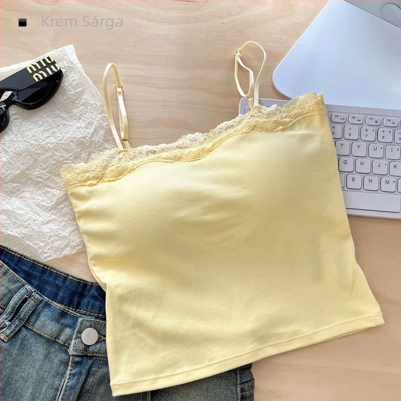 Csipkés camisole viszkóz anyagból, fő összetevő 90–95%, pántok sling-stílusú