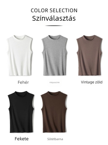 Női pamut camisole – alapmodell, kis környakú, sokoldalú nyári top, ujj nélküli