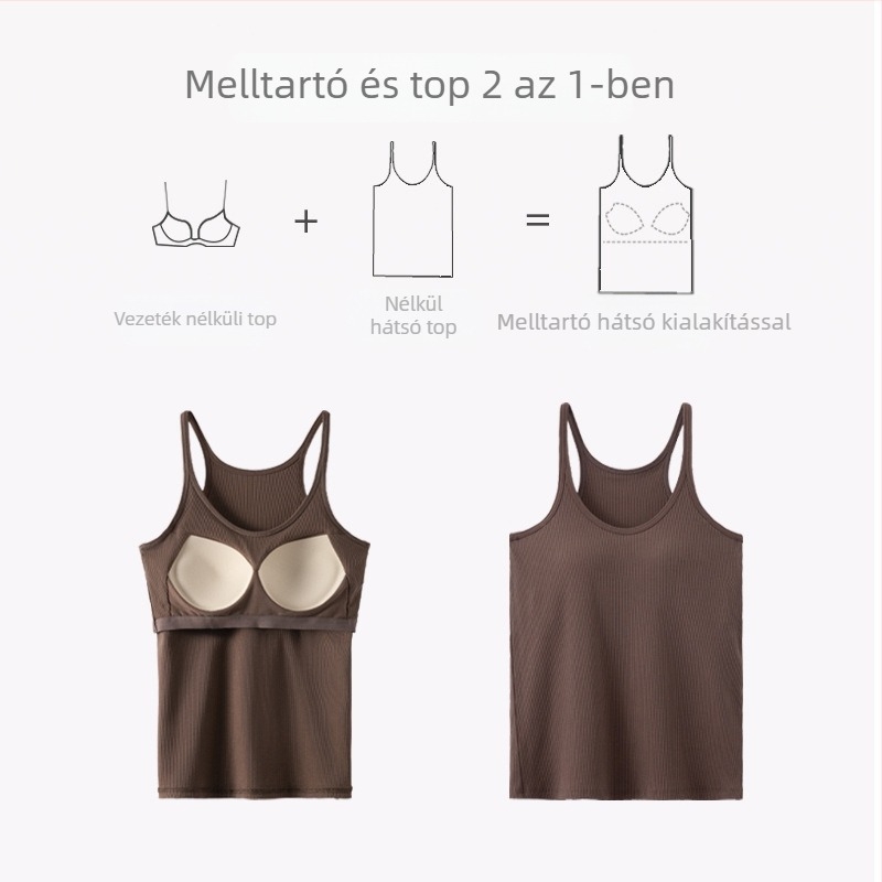 Camisole felső habos párnázással, vállát átfogó pánttal, kerek nyakú, Lysel anyag, 201-250 g/m² vastagság