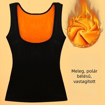 Női meleg, vastag fleece-béléssel bélelt ujjatlan mellény, melltámaszt és testformázást, pamut alapréteg őszi-téli szezonra