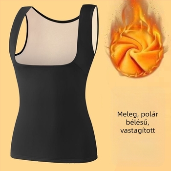 Női meleg, vastag fleece-béléssel bélelt ujjatlan mellény, melltámaszt és testformázást, pamut alapréteg őszi-téli szezonra
