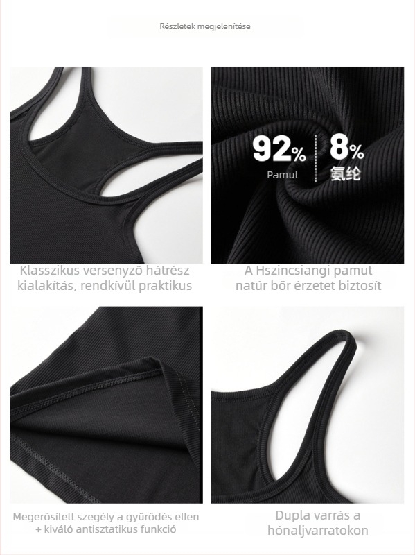 Plusz méretű pamut kötött top, fehér, I-nyakú pánttal, női felső, szoros szabás
