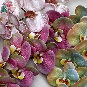 Phalaenopsis selyemorchidea, 9 fej, 3D, esküvői stúdió kellék