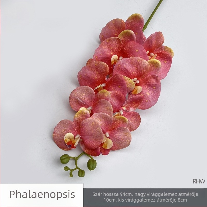 Phalaenopsis selyemorchidea, 9 fej, 3D, esküvői stúdió kellék