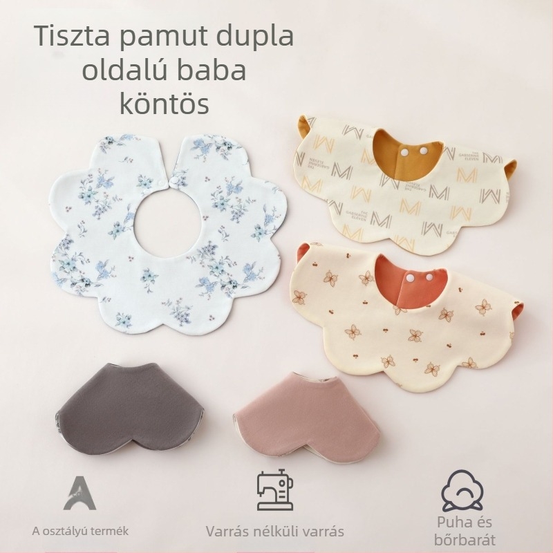 Baba bib – vízálló, kétoldalas, 95% pamut, uniszex, 0–3 éveseknek