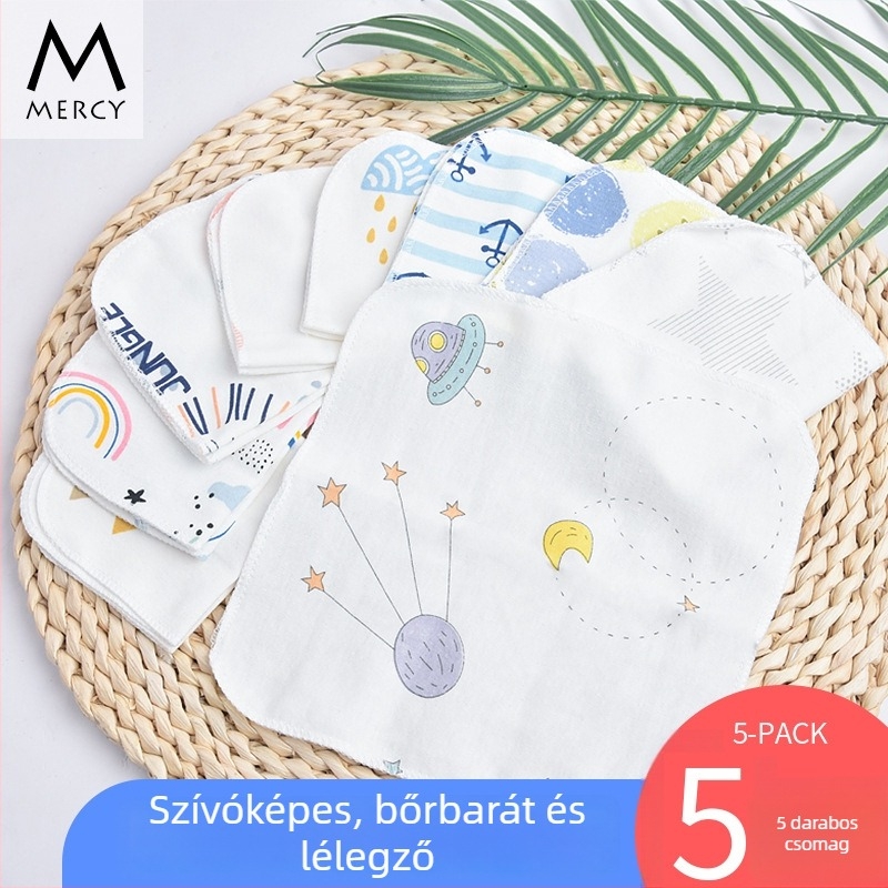 MORCIEY babaszájkendő – 100% pamut, kiváló nedvszívás, újszülötteknek (0–1 év), minták: állatok, csíkok, kockás, rajzok