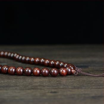 108 gyöngyös buddhista karkötő Blood Sandalwood-ból, etnikus, uniszex, polírozott