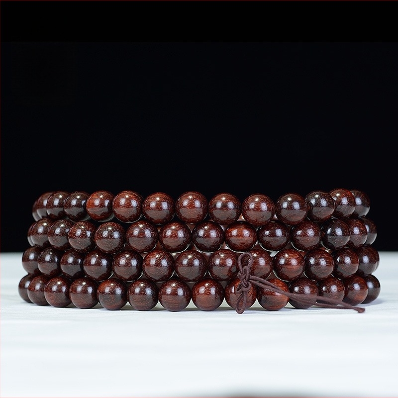 108 gyöngyös buddhista karkötő Blood Sandalwood-ból, etnikus, uniszex, polírozott