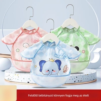 Gyerekeknek szóló etetőbib Cartoon mintával, vízálló, poliészter, 1–3 évesek