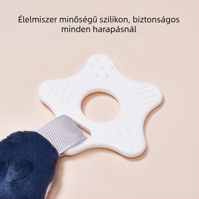 Nyálkendő szilikon rágóval babáknak 0–3 éves korig – bean velvet anyag, élelmiszer-minőségű szilikon, nyugtató funkció