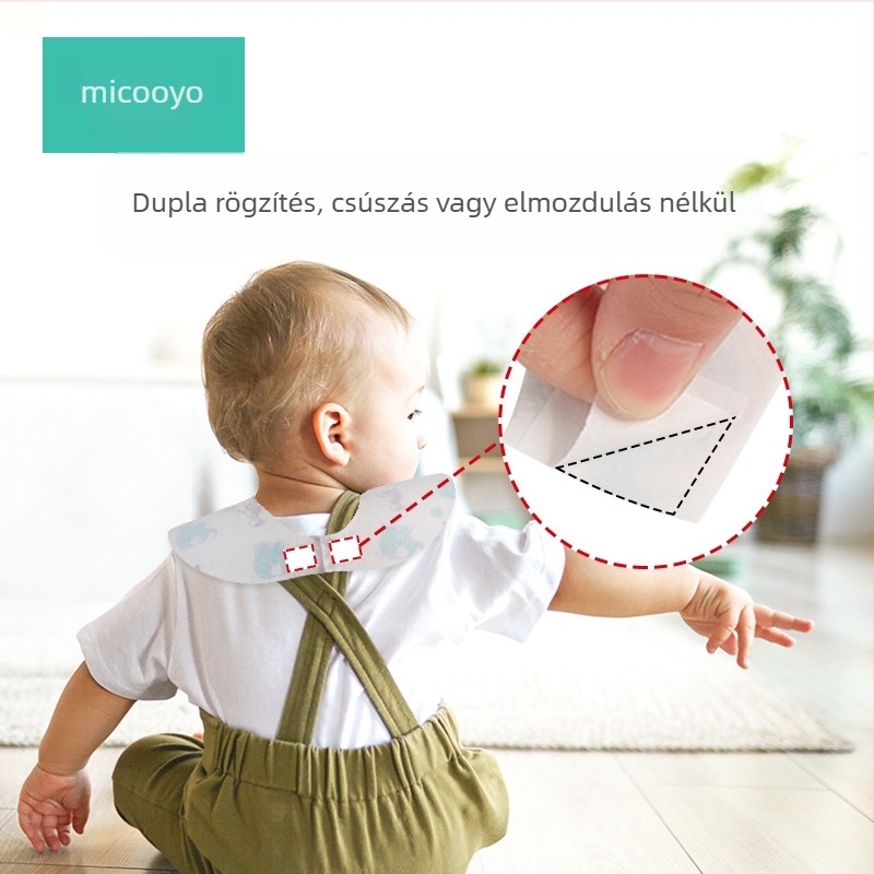 Mikoyou egyszer használatos baba etető kötény zsebbel, vízálló és szennyeződés-ellenálló, nem szőtt anyagból, pamut rész, rajzolt mintával, 0–6 éveseknek